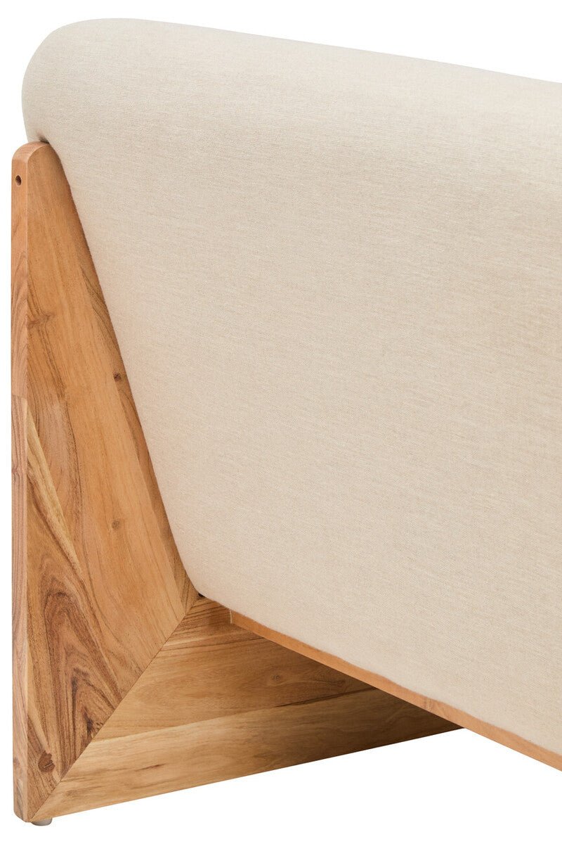 Parova Cream Linen Textured 2 Seater Armless Sofa With Wood Base - Bargainia.com - 