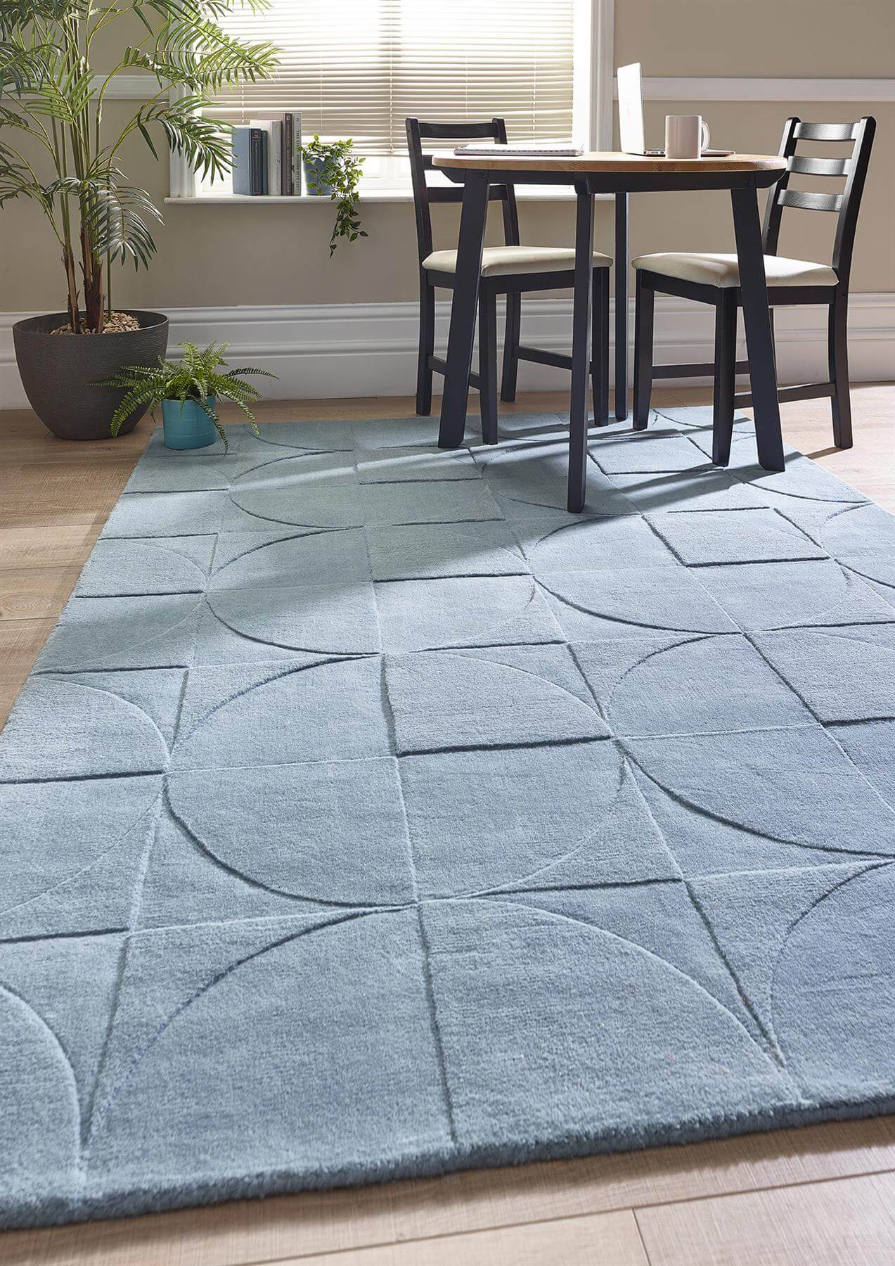 Penny Duck Egg Blue Geometric Wool Rug - Bargainia.com - 5026134571235 - PENNYX_STLBLU_120X170