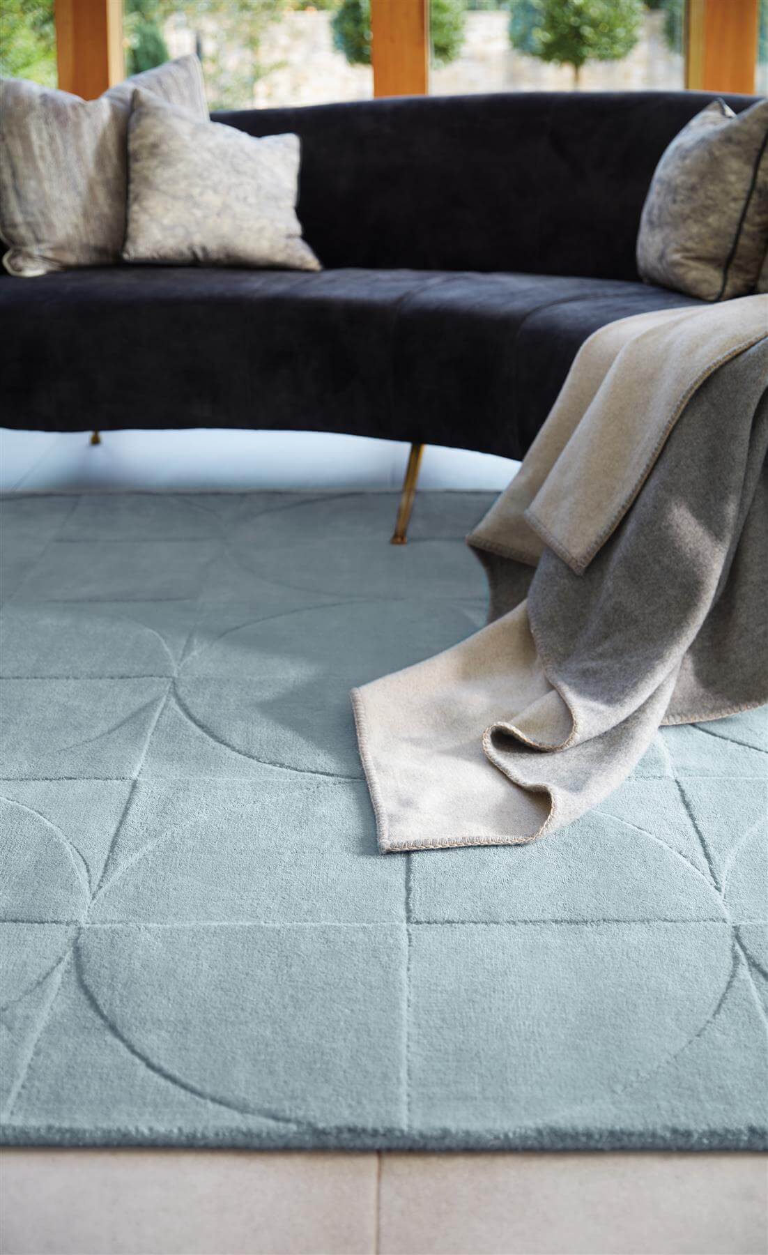 Penny Duck Egg Blue Geometric Wool Rug - Bargainia.com - 