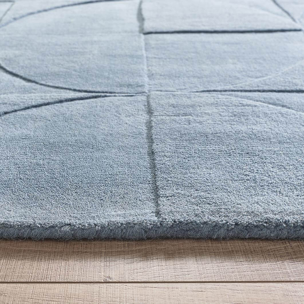 Penny Duck Egg Blue Geometric Wool Rug - Bargainia.com - 