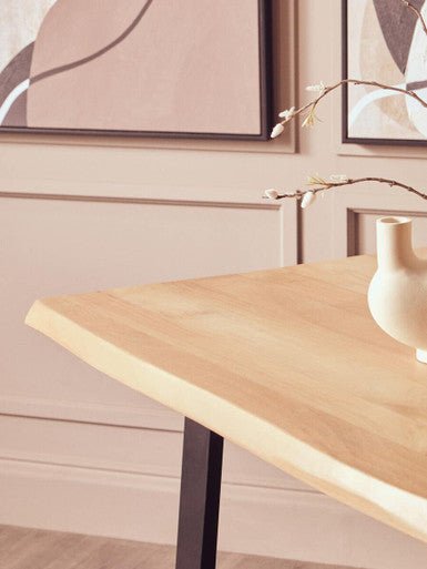 Persolo Mango Wood Live Edge Black Metal legs Dining Table - Bargainia.com - 5063227013753