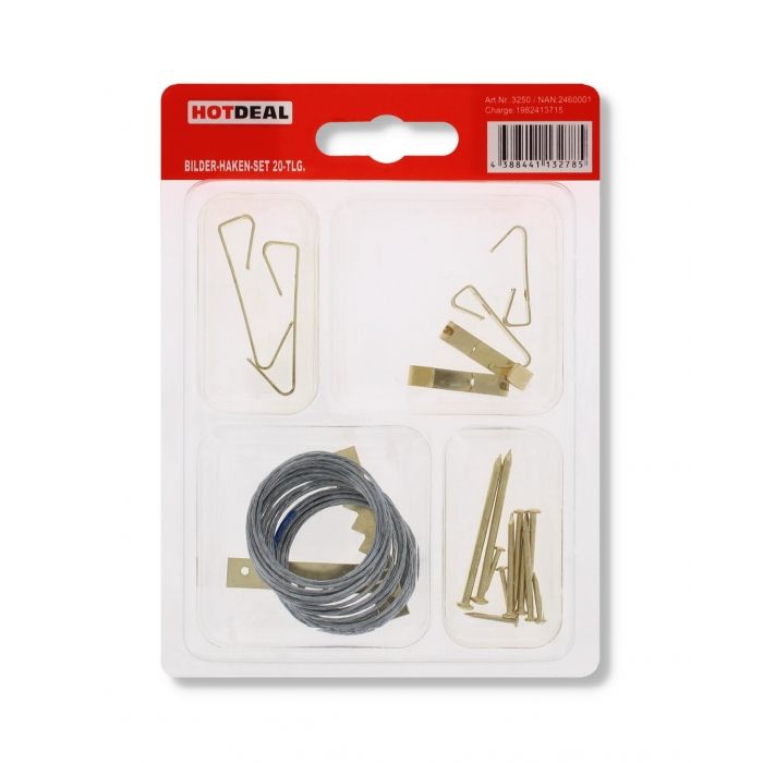 Picture Frame Hanging Kit: Complete 20 - Piece Set - Bargainia.com - 