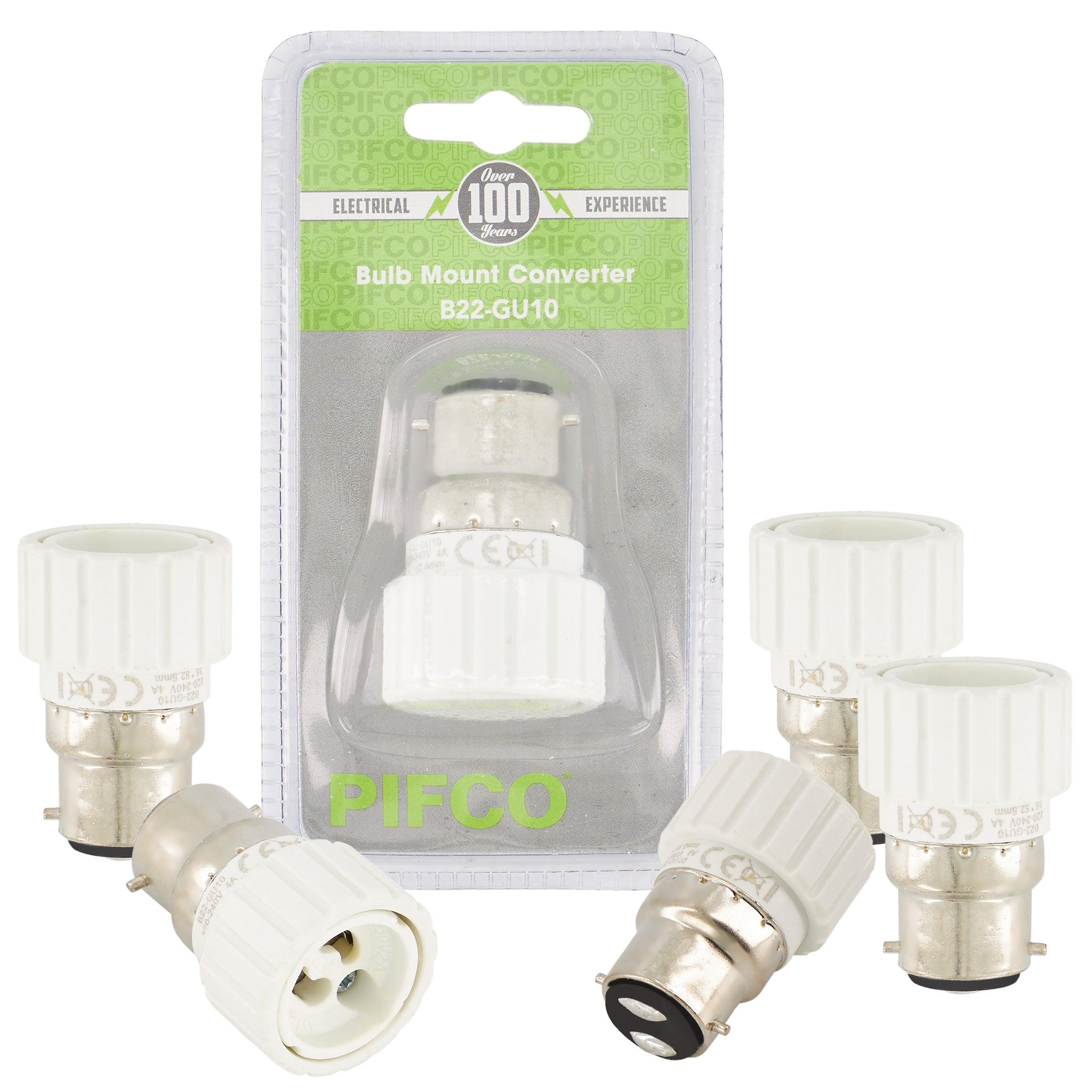 PIFCO Brass Bulb Mount Converter B22 to GU10 Electronic Accessories Clearance Pack of 6