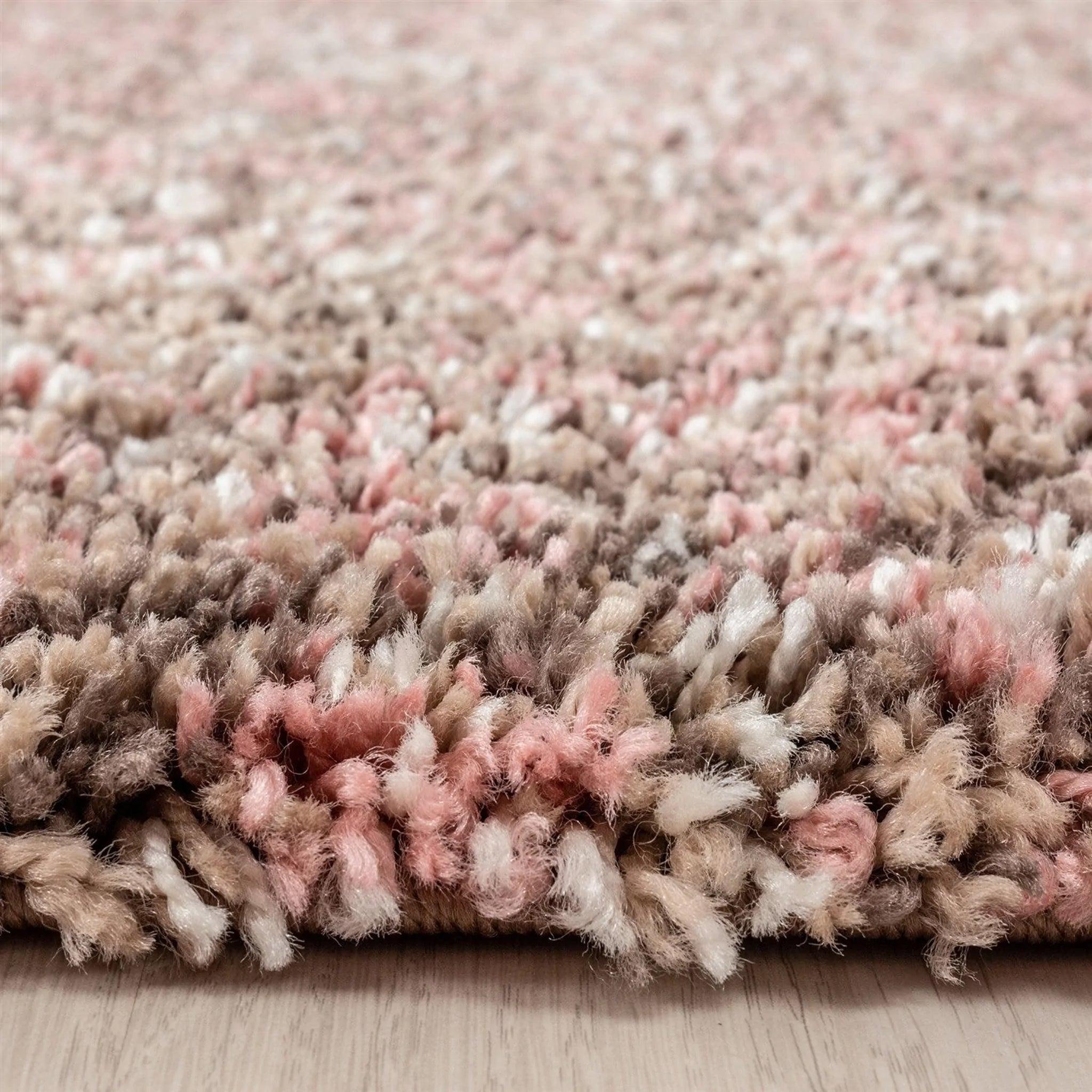 Pink & Brown Blend Shaggy Rug - Enjoy Rugs Rug Masters