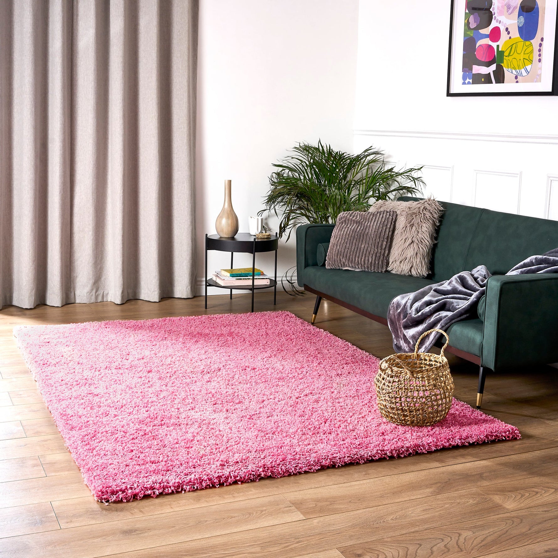 Pink Thick Shaggy Rug - California - Bargainia.com - 