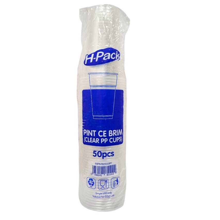 Pint CE Brim Clear Cup - Pack of 50pcs - Bargainia.com - 