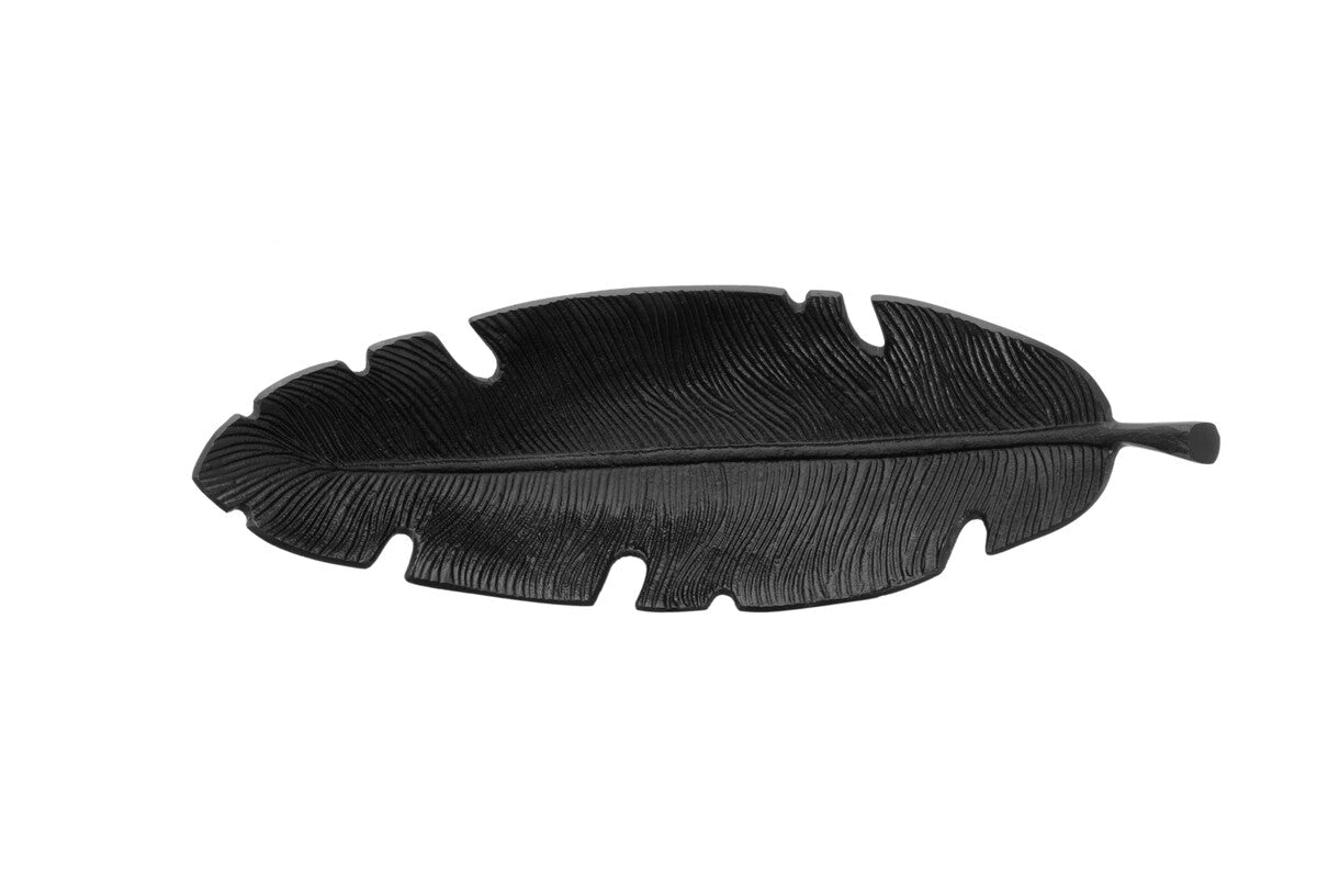 Prato Black Finish Curved Leaf Dish - Bargainia.com - 5018705498119