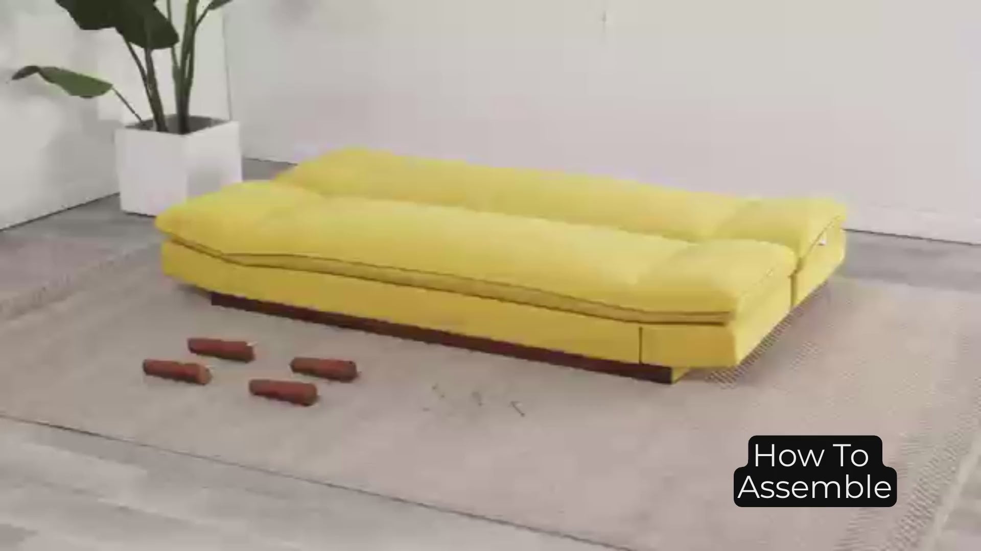 Load video: Rose Pink Velvet 3 Seater Sofa Bed - Mondaine Sofas Bargainia