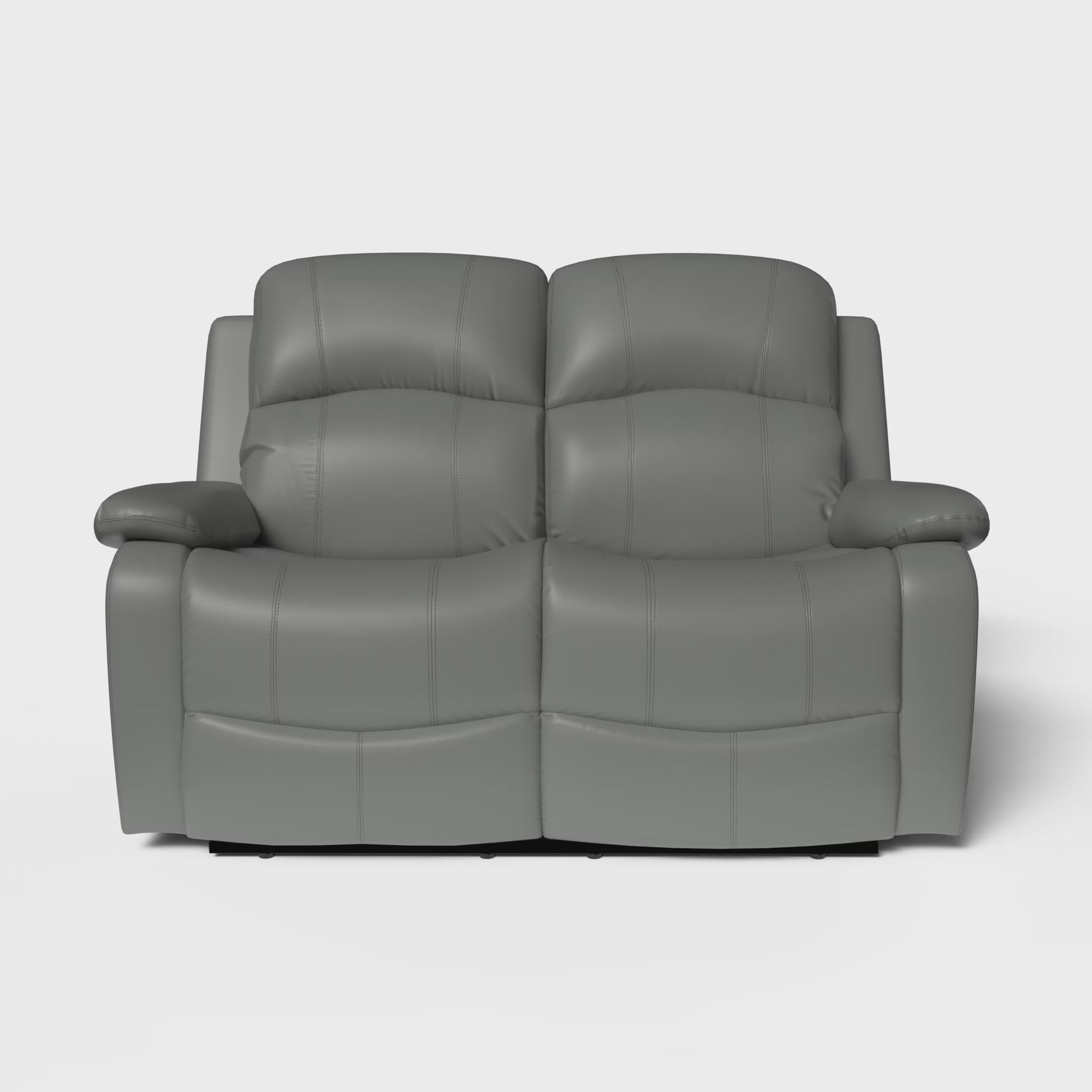 Faux Leather Manual Recliner Two Seater Sofa - Charcoal Grey