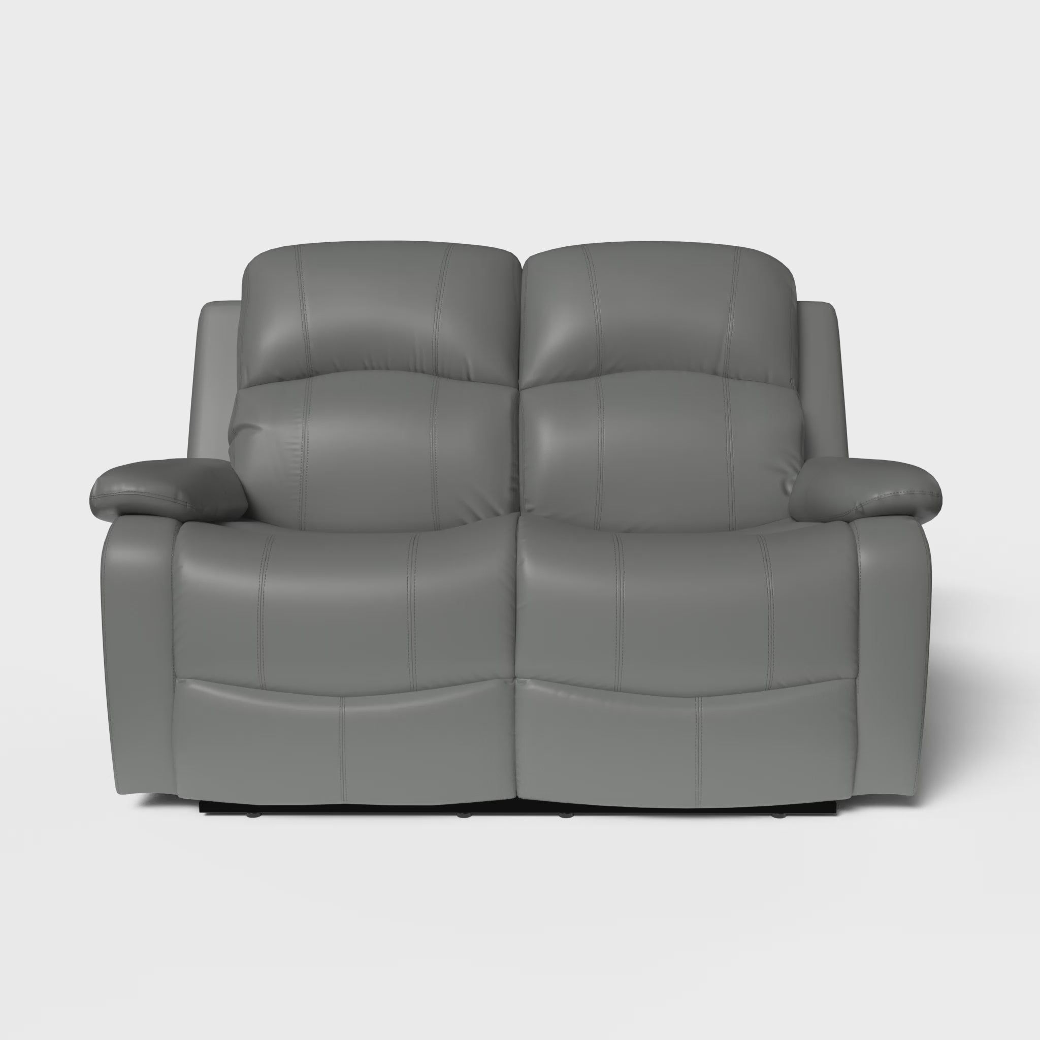 Load video: Faux Leather Manual Recliner Two Seater Sofa - Charcoal Grey