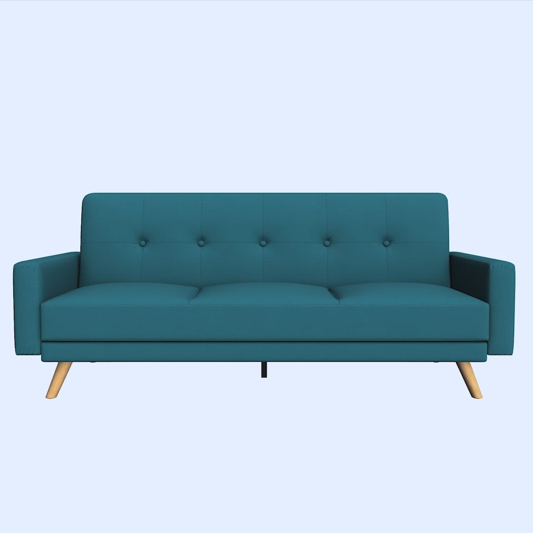 Load video: Narvik Sofa Bed 3 Seater Click Clack - Blue Sofas Bargainia