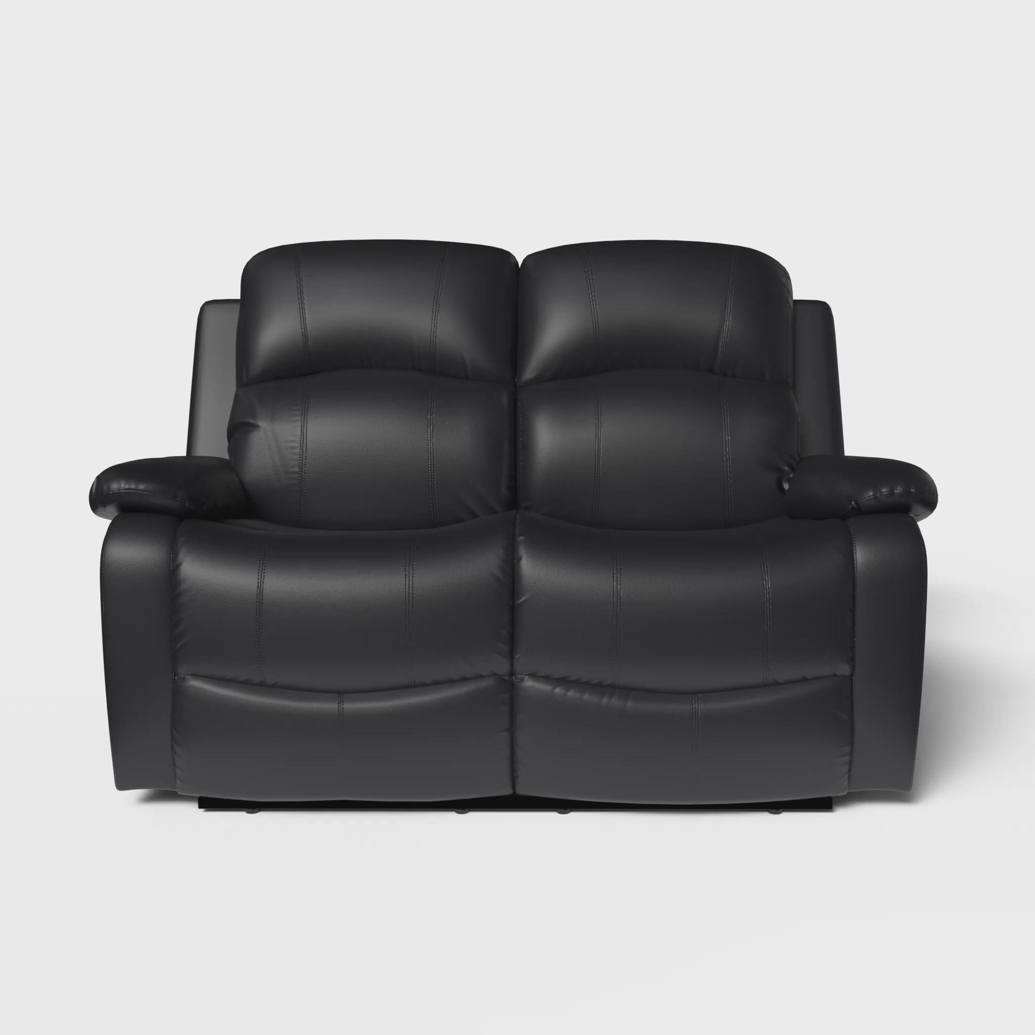 Load video: Faux Leather Manual Recliner Two Seater Sofa - Black
