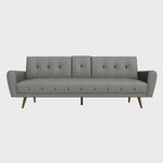 Lora Sofa Bed 3 Seater Faux Leather Click Clack with 2 Cup Holders - Grey Bargainia