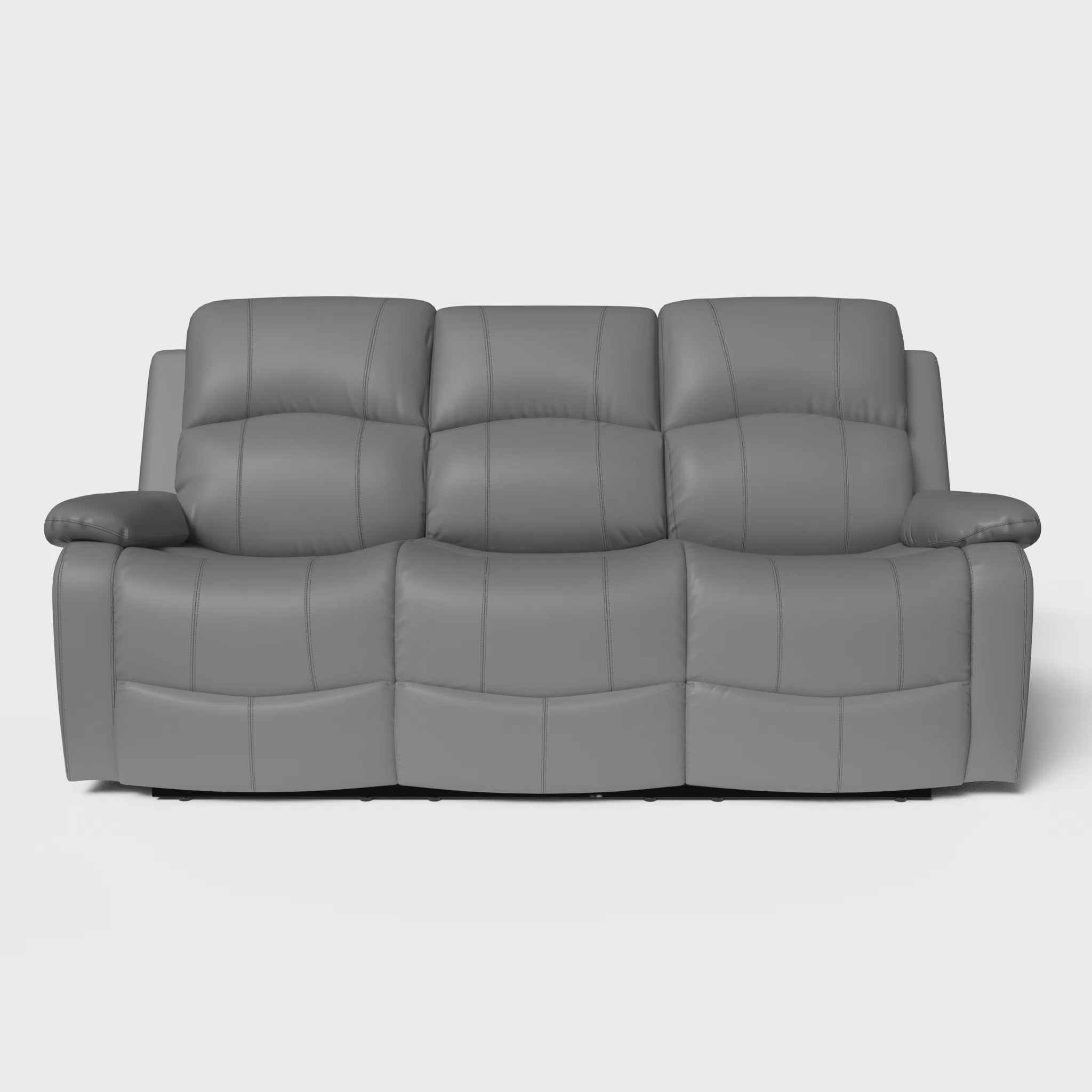 Load video: Faux Leather Manual Recliner Three Seater Sofa - Charcoal Grey