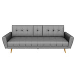 Lora Sofa Bed 3 Seater Faux Leather Click Clack with 2 Cup Holders - Black Bargainia