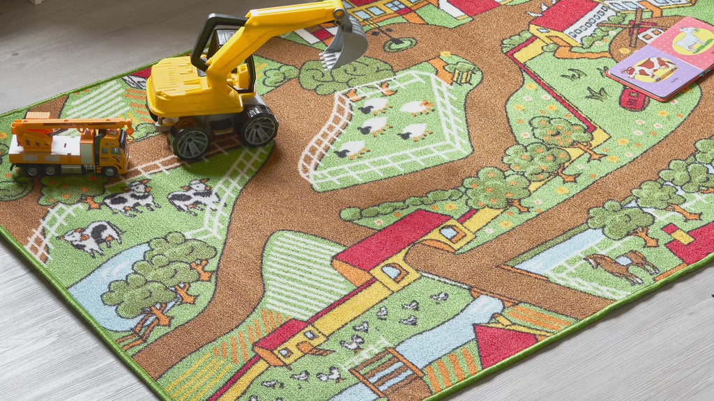 Farm Play Mat Nursery Play Room Non Slip Rug Play Mats Clearance