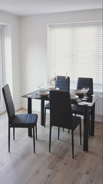 Dining Table and Black Faux Leather Chairs Set of 4 - Moderno
