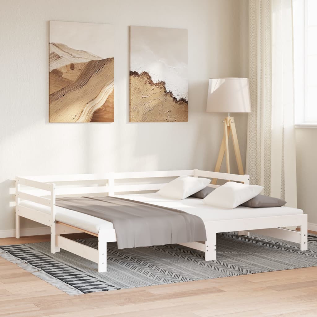 Pull - out Day Bed without Mattress White 2x(90x200)cm - Bargainia.com - 8720286641477 - 806951