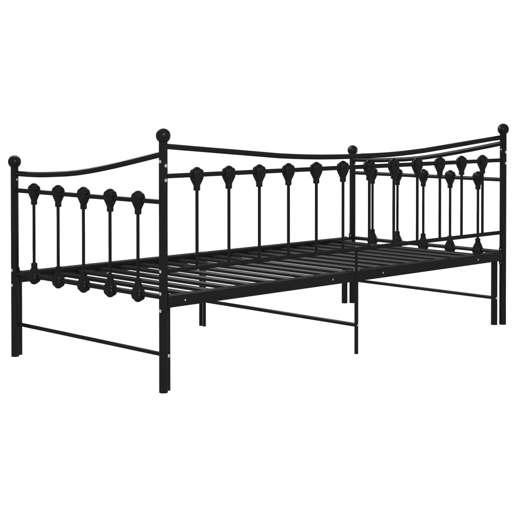 Pull - out Sofa Bed Frame without Mattress Black Metal 90x200 cm - Bargainia.com - 8720286195543 - 324758