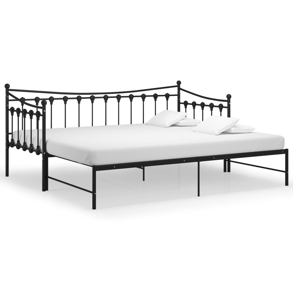 Pull - out Sofa Bed Frame without Mattress Black Metal 90x200 cm - Bargainia.com - 8720286195543 - 324758
