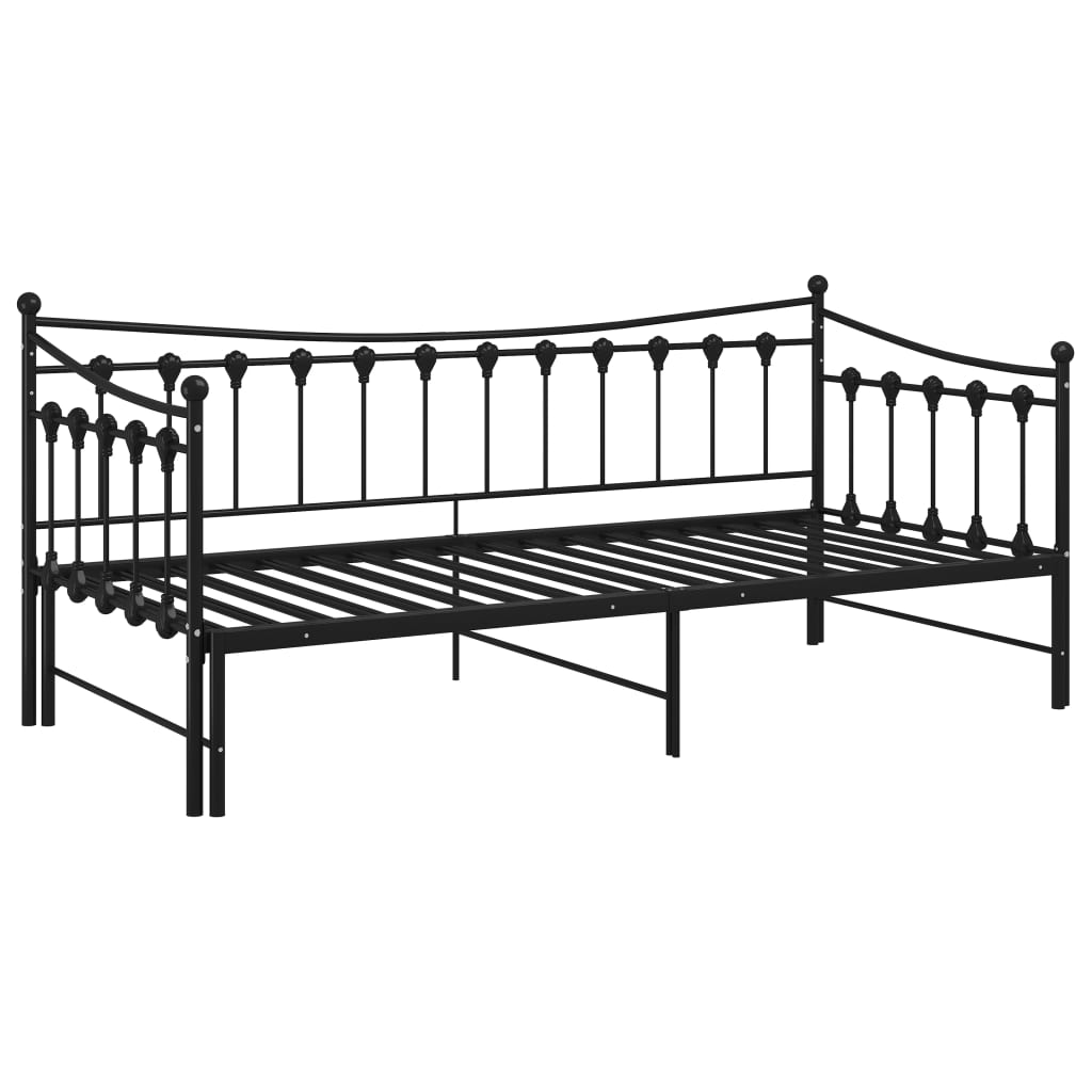 Pull - out Sofa Bed Frame without Mattress Black Metal 90x200 cm - Bargainia.com - 8720286195543 - 324758