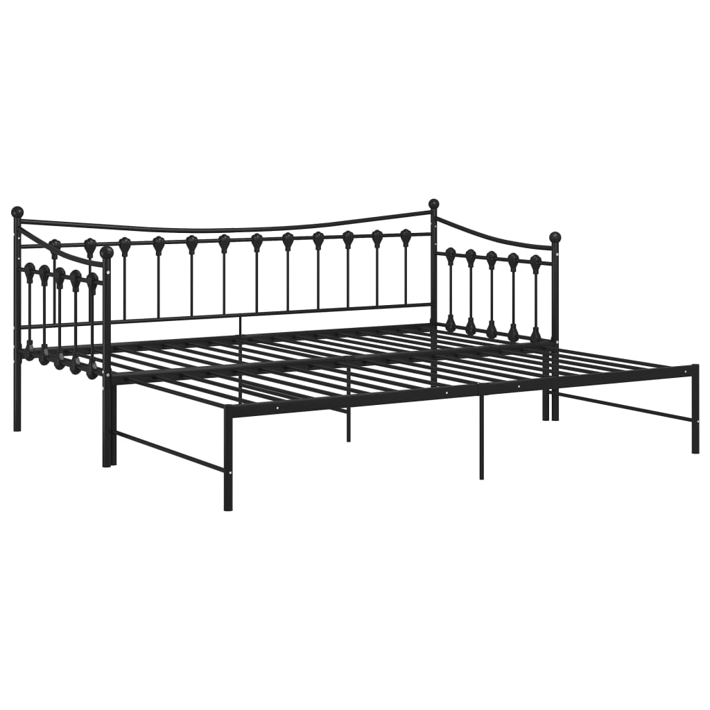 Pull - out Sofa Bed Frame without Mattress Black Metal 90x200 cm - Bargainia.com - 8720286195543 - 324758