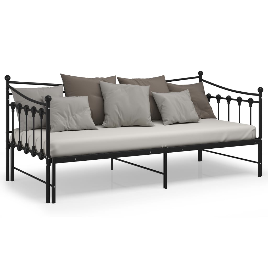 Pull - out Sofa Bed Frame without Mattress Black Metal 90x200 cm - Bargainia.com - 8720286195543 - 324758