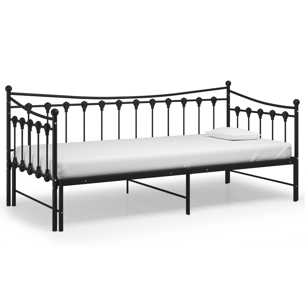 Pull - out Sofa Bed Frame without Mattress Black Metal 90x200 cm - Bargainia.com - 8720286195543 - 324758
