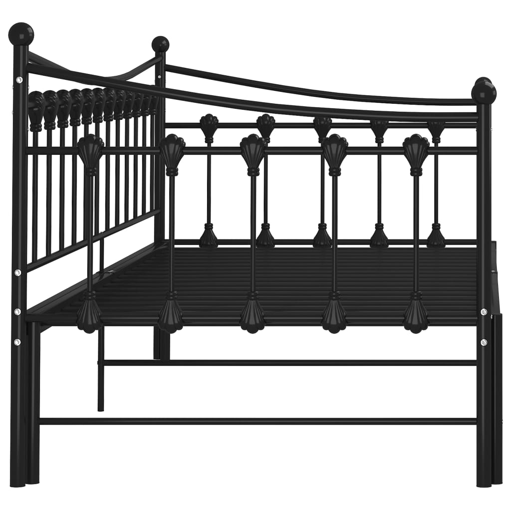 Pull - out Sofa Bed Frame without Mattress Black Metal 90x200 cm - Bargainia.com - 8720286195543 - 324758