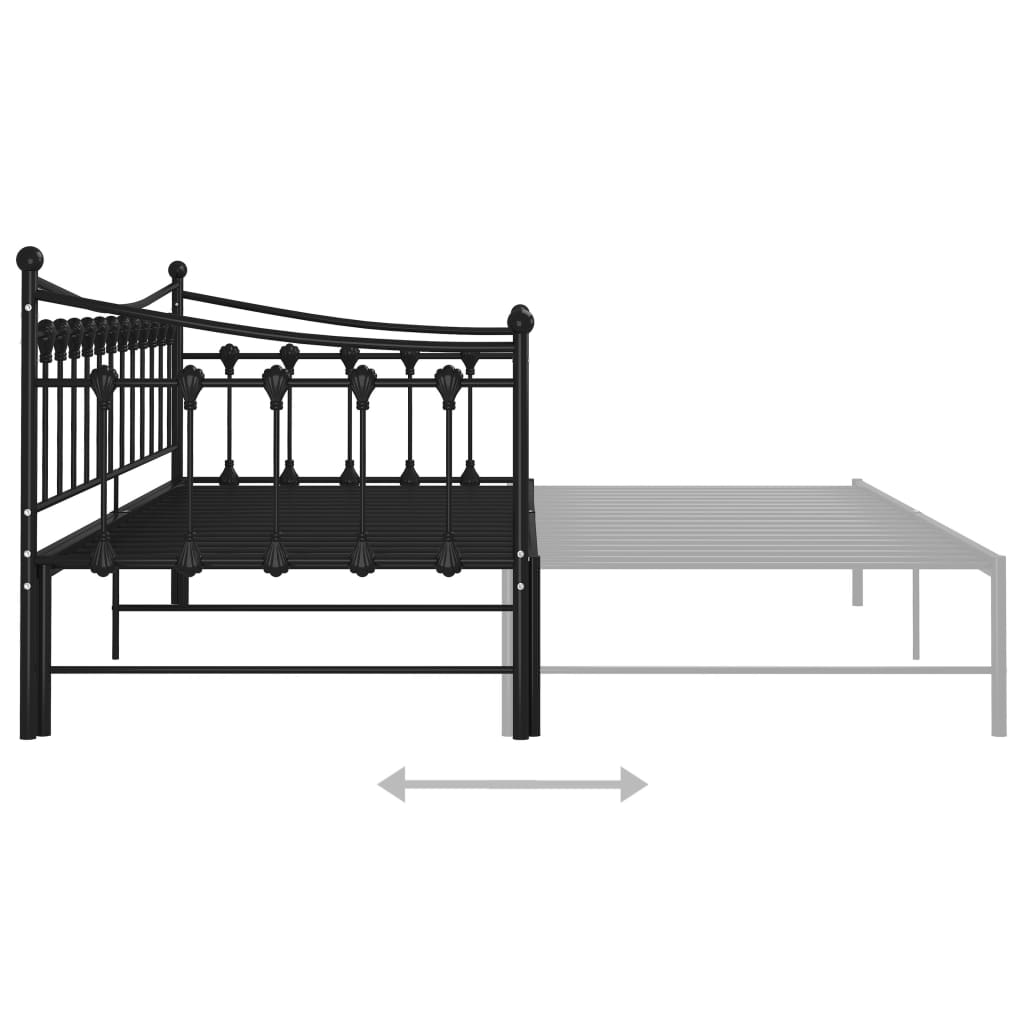 Pull - out Sofa Bed Frame without Mattress Black Metal 90x200 cm - Bargainia.com - 8720286195543 - 324758