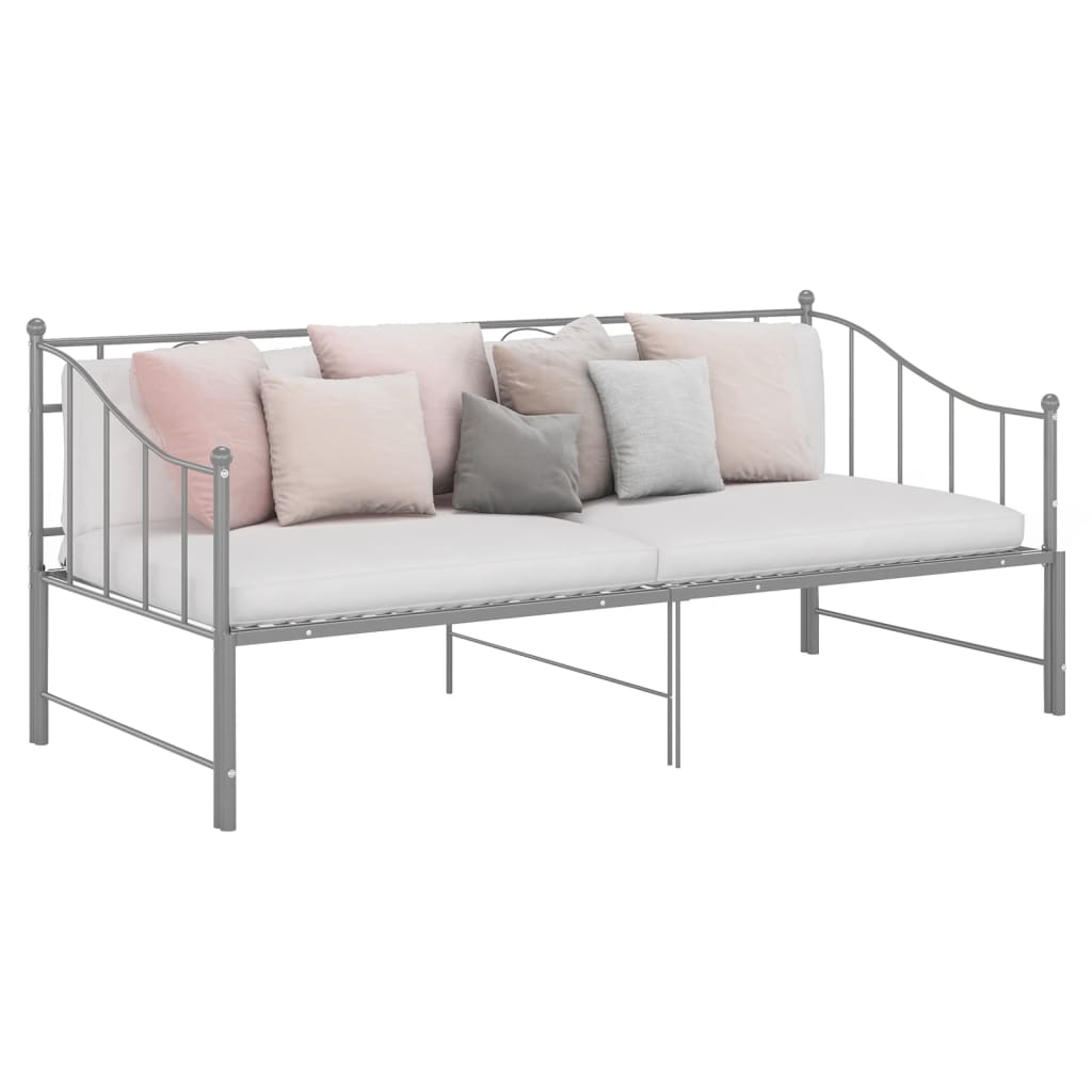 Pull - out Sofa Bed Frame without Mattress Grey Metal 90x200 cm - Bargainia.com - 