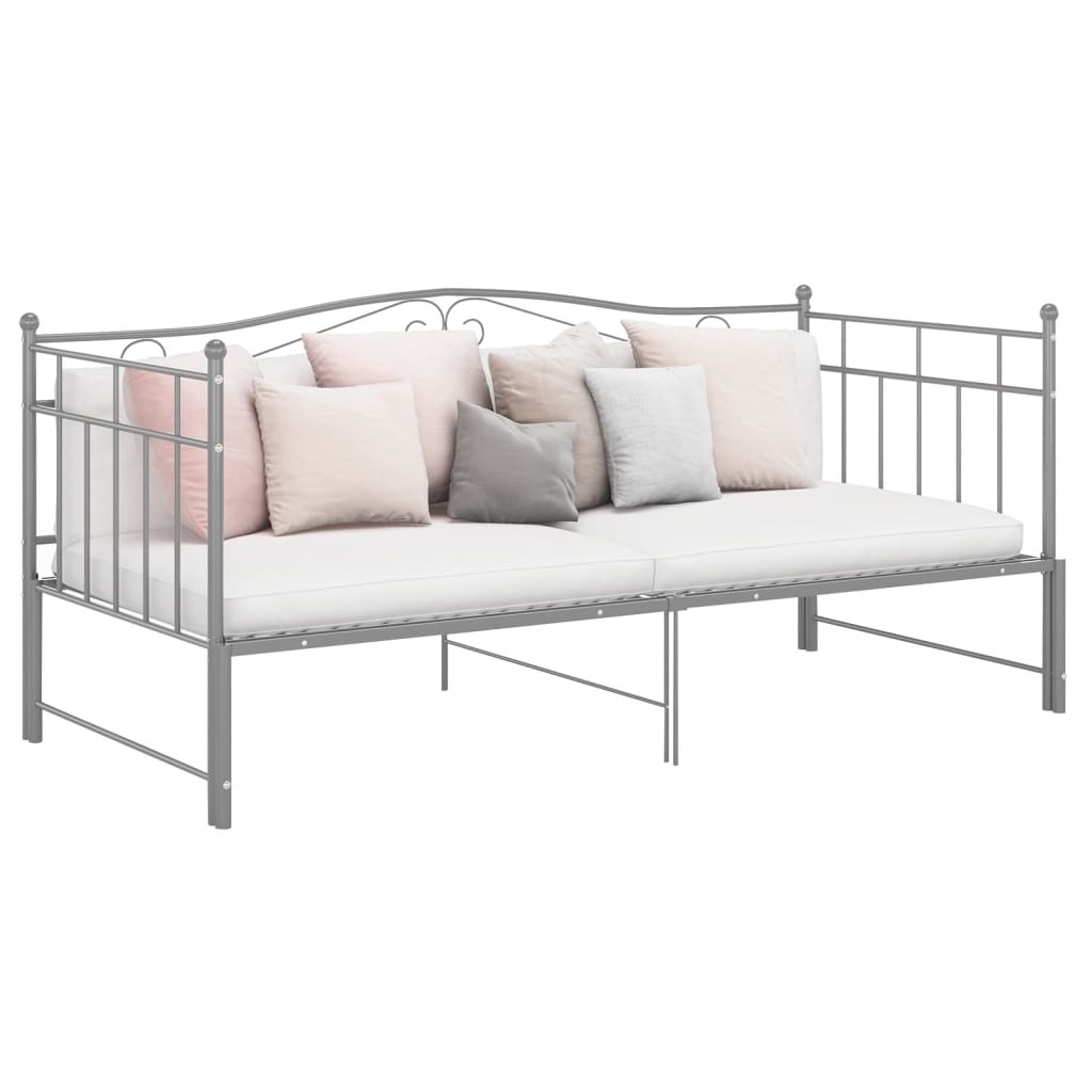 Pull - out Sofa Bed Frame without Mattress Grey Metal 90x200 cm - Bargainia.com - 
