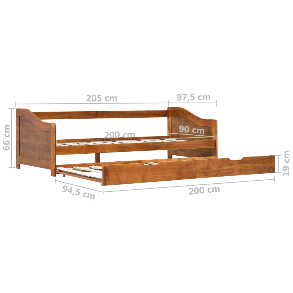 Pull - out Sofa Bed Frame without Mattress Honey Brown 90x200 cm - Bargainia.com - 