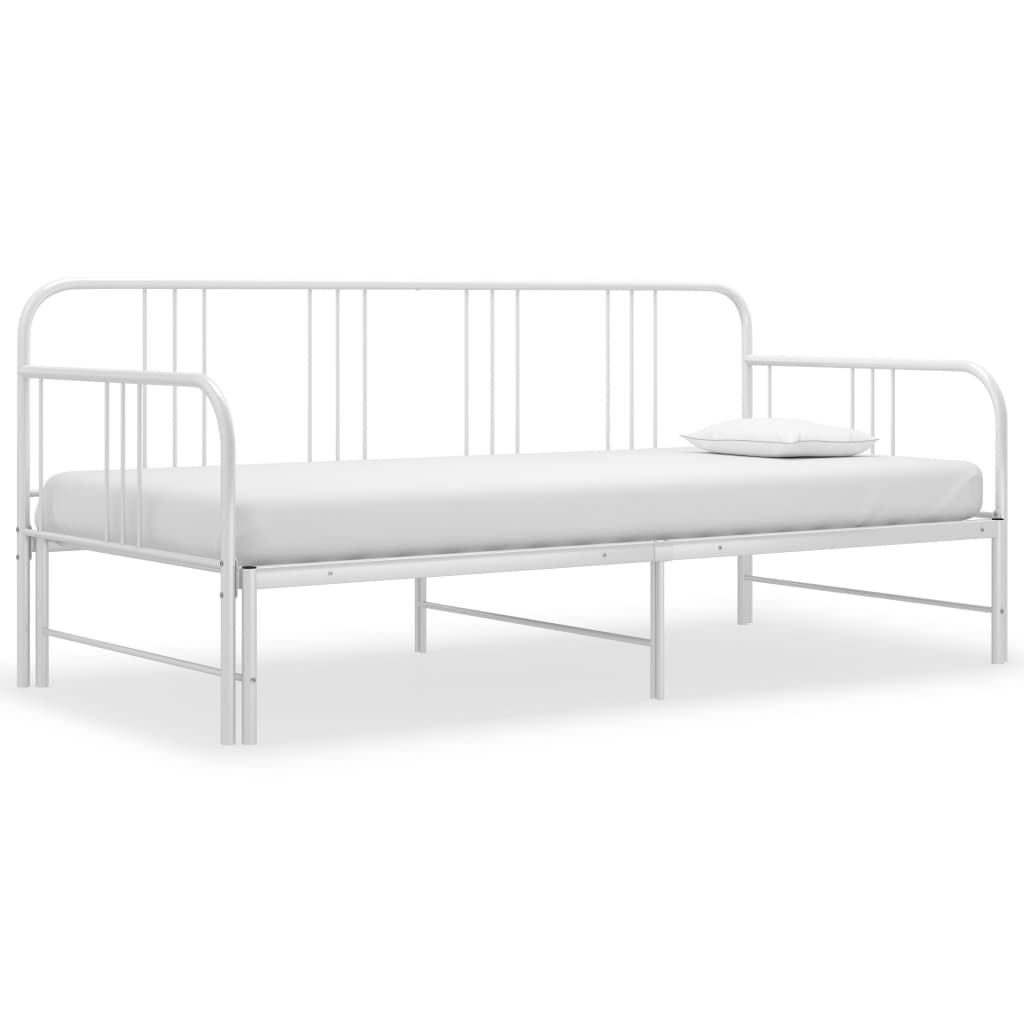 Pull - out Sofa Bed Frame without Mattress White Metal 90x200 cm - Bargainia.com - 