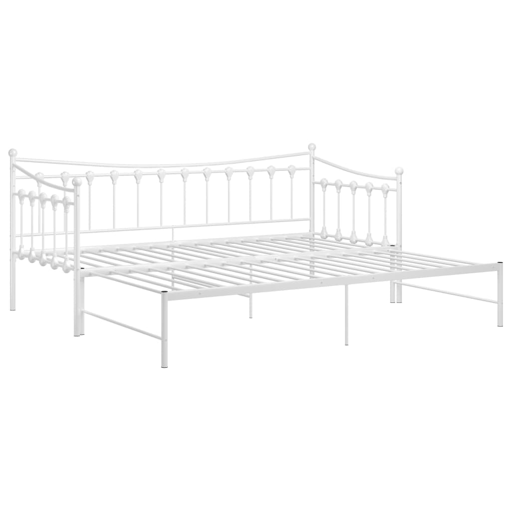 Pull - out Sofa Bed Frame without Mattress White Metal 90x200 cm - Bargainia.com - 