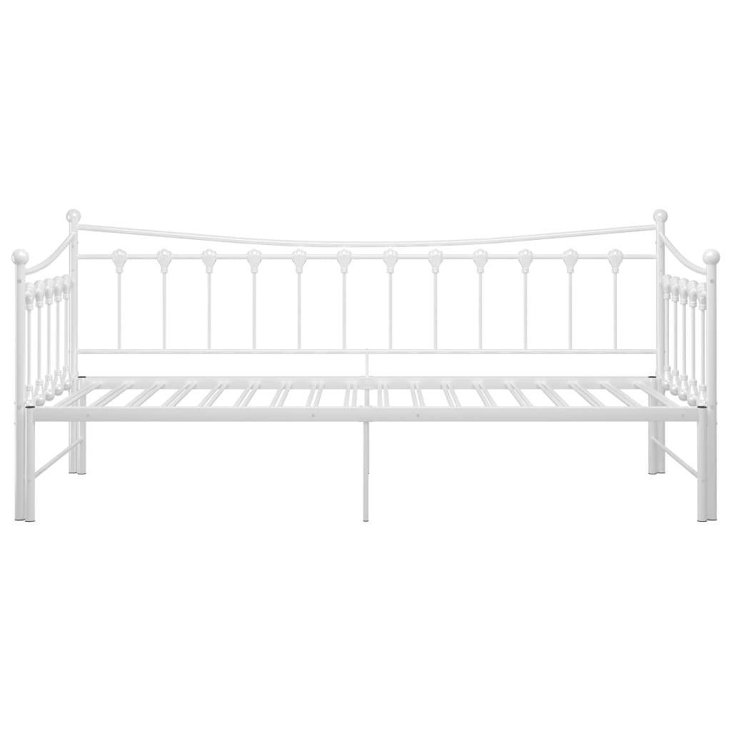 Pull - out Sofa Bed Frame without Mattress White Metal 90x200 cm - Bargainia.com - 