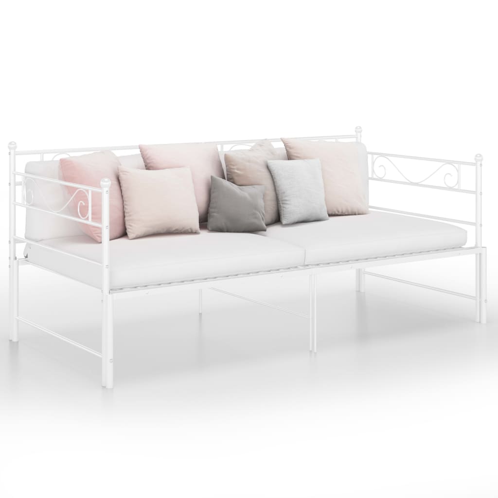 Pull - out Sofa Bed Frame without Mattress White Metal 90x200 cm - Bargainia.com - 