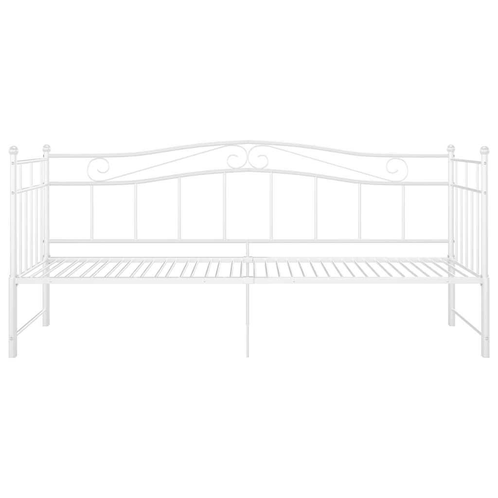 Pull - out Sofa Bed Frame without Mattress White Metal 90x200 cm - Bargainia.com - 