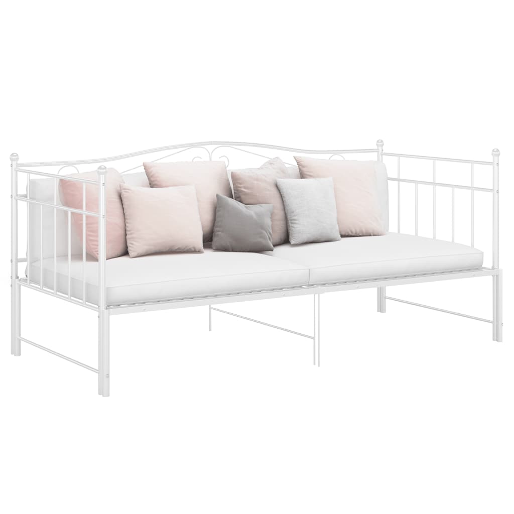 Pull - out Sofa Bed Frame without Mattress White Metal 90x200 cm - Bargainia.com - 