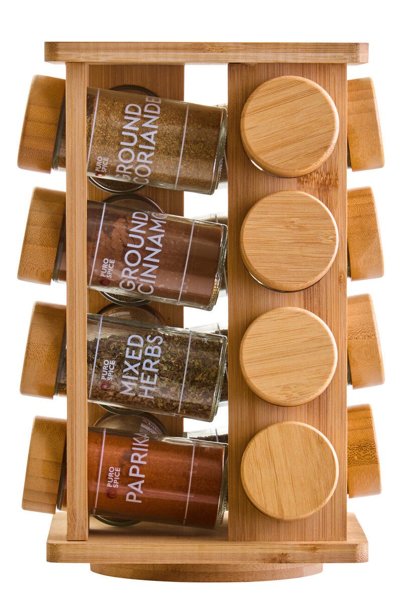 Puro Bamboo Revolving Spice Rack with 16 Jars - Bargainia.com - 5063227018901