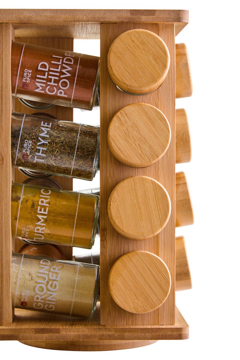 Puro Bamboo Revolving Spice Rack with 16 Jars - Bargainia.com - 5063227018901