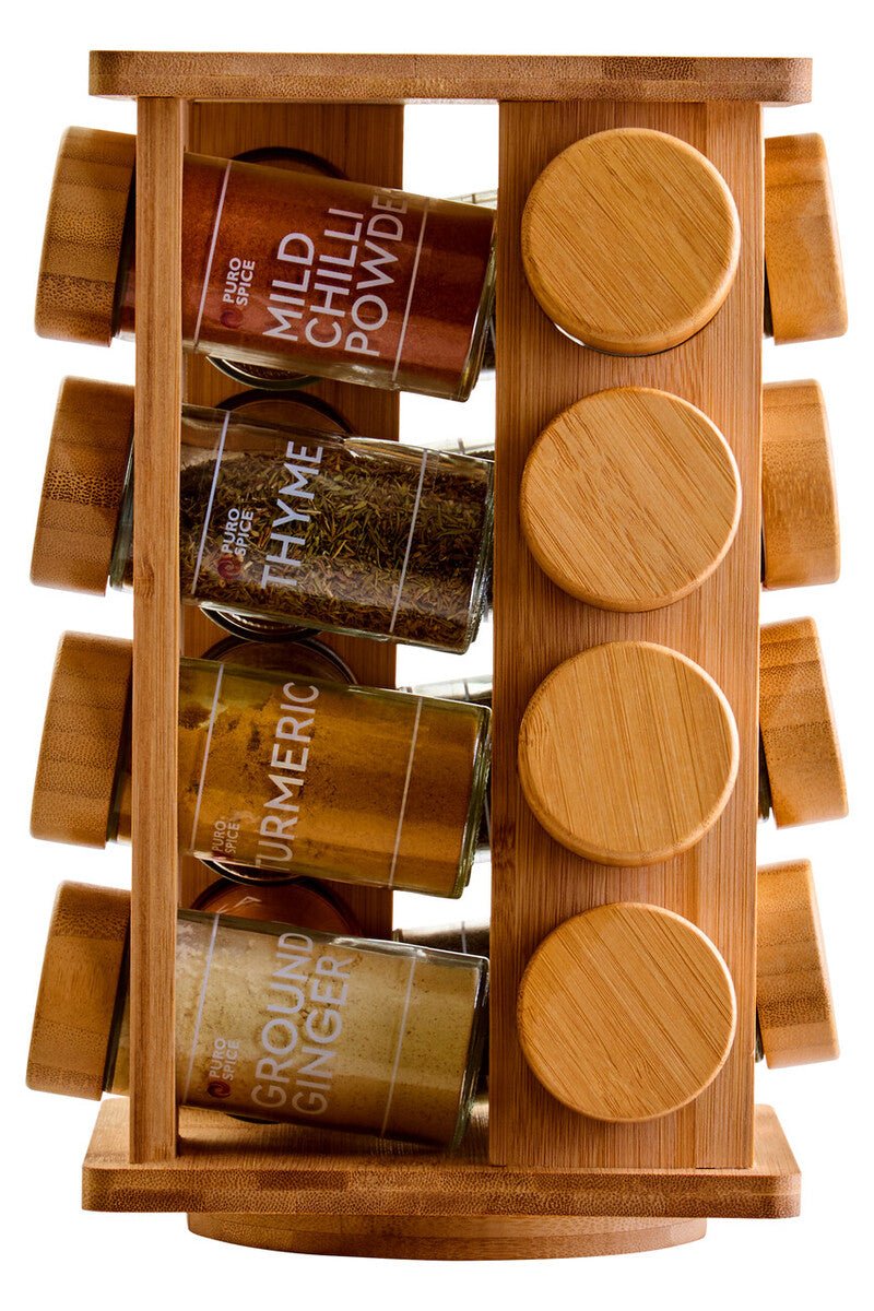 Puro Bamboo Revolving Spice Rack with 16 Jars - Bargainia.com - 5063227018901