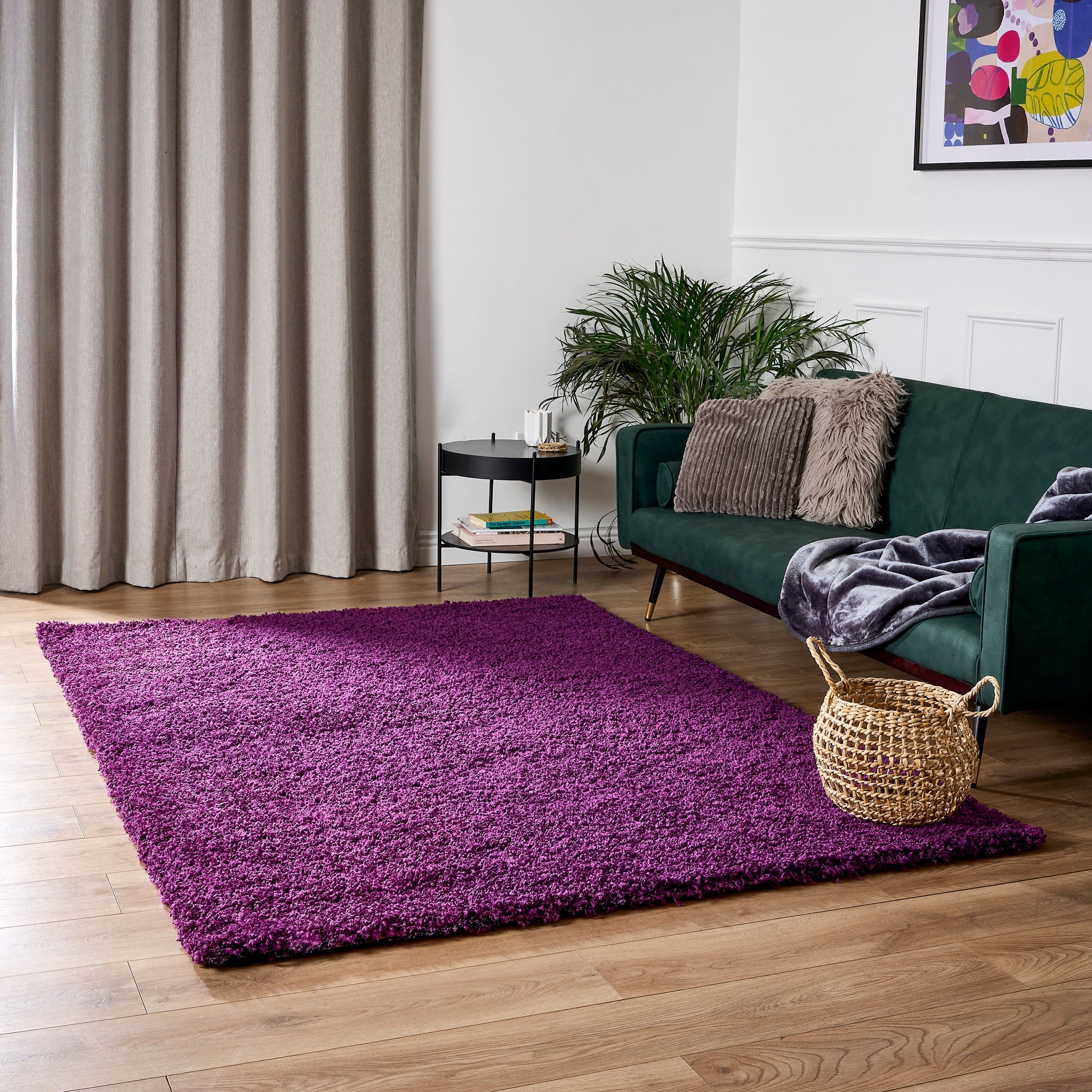 Purple Thick Shaggy Rug - California - Bargainia.com - 