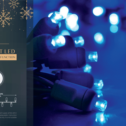 Indoor/Outdoor 8 Function LED Waterproof Fairy Lights with Green Cable (600 Lights - 46M Cable) - Blue-8800225810499-Bargainia.com
