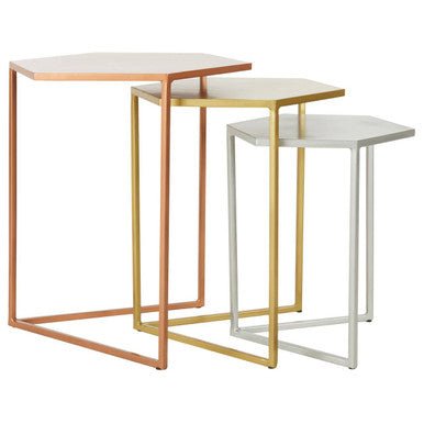 Rabia Nest Of 3 Hexagonal Nesting Table - Bargainia.com - 5018705463261