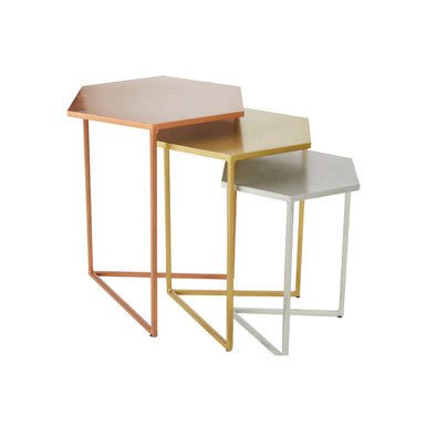 Rabia Nest Of 3 Hexagonal Nesting Table - Bargainia.com - 5018705463261