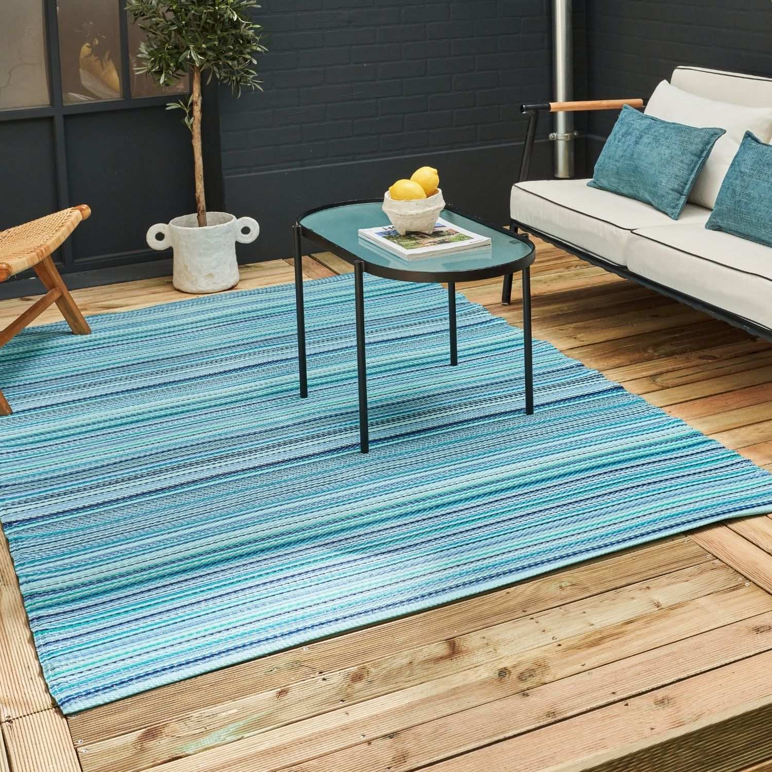 Rainbow Outdoor Rug Blue | 1020 - Bargainia.com - 