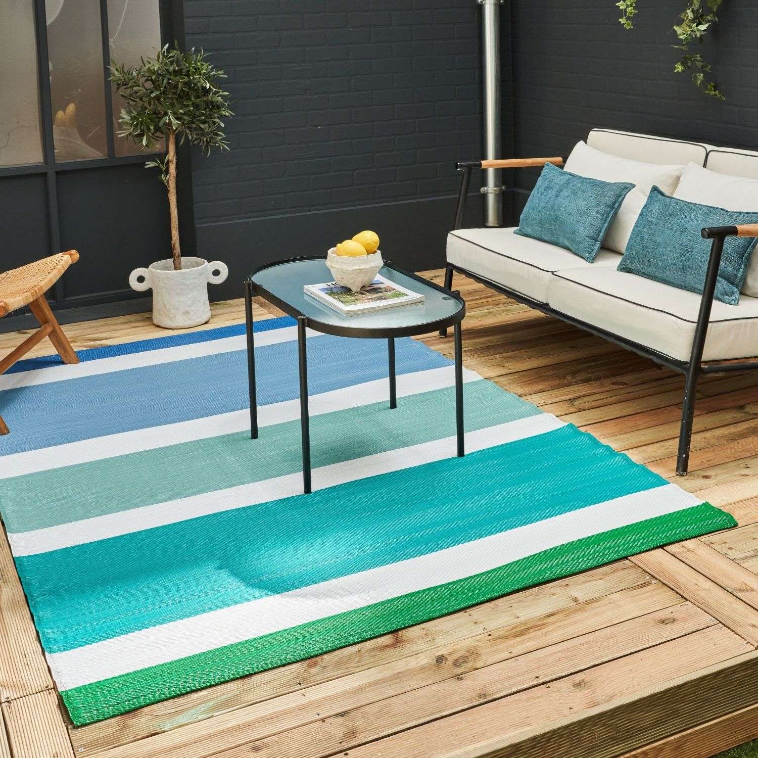Rainbow Outdoor Rug Blue | 1030 - Bargainia.com - 