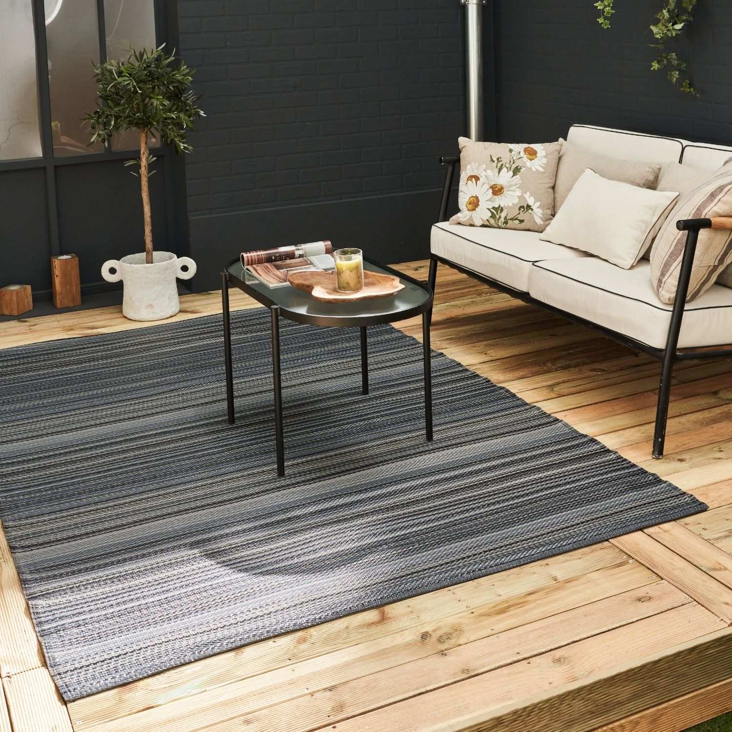Rainbow Outdoor Rug Dark Grey | 1020 - Bargainia.com - 5056584543537 - 3689