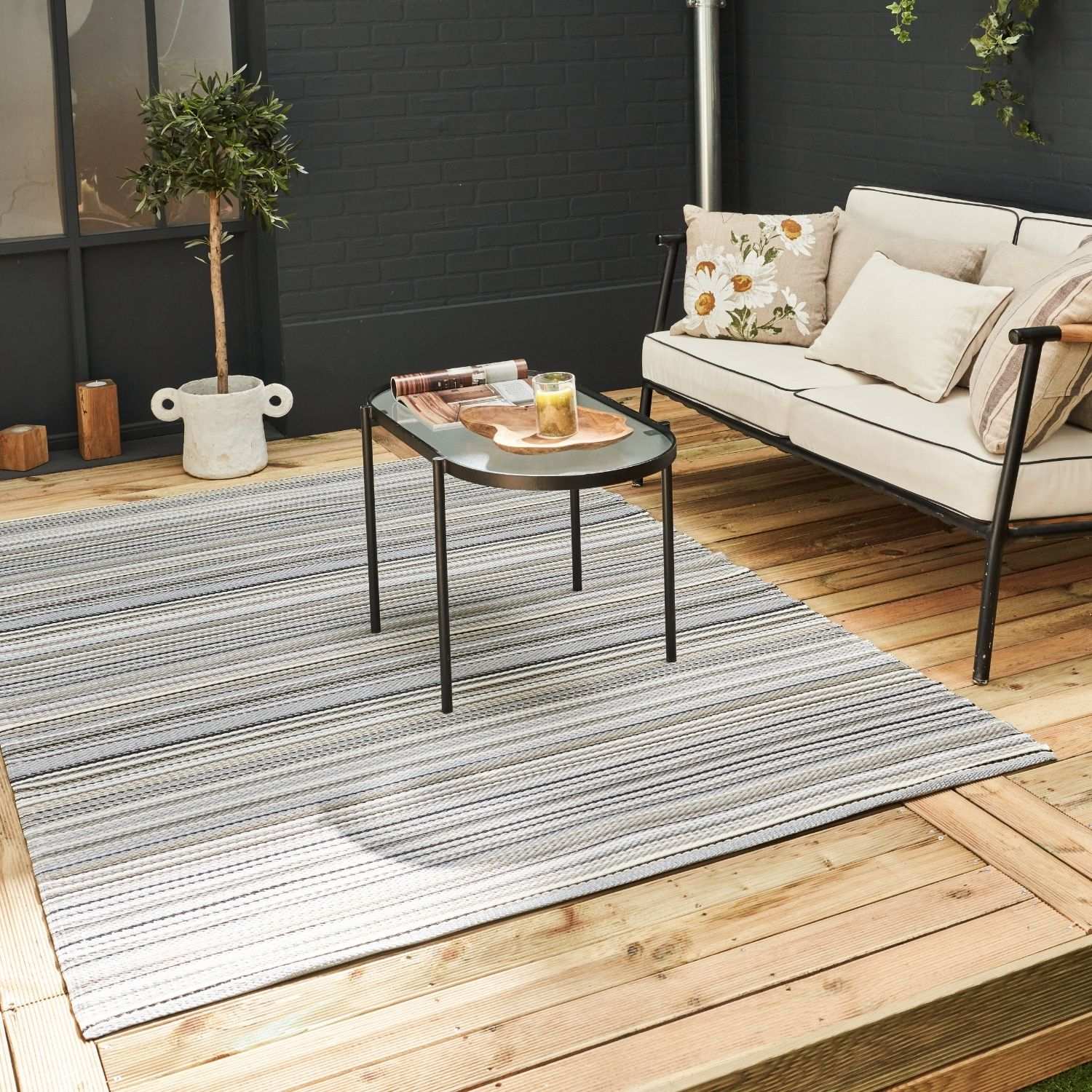 Rainbow Outdoor Rug Grey | 1020 - Bargainia.com - 